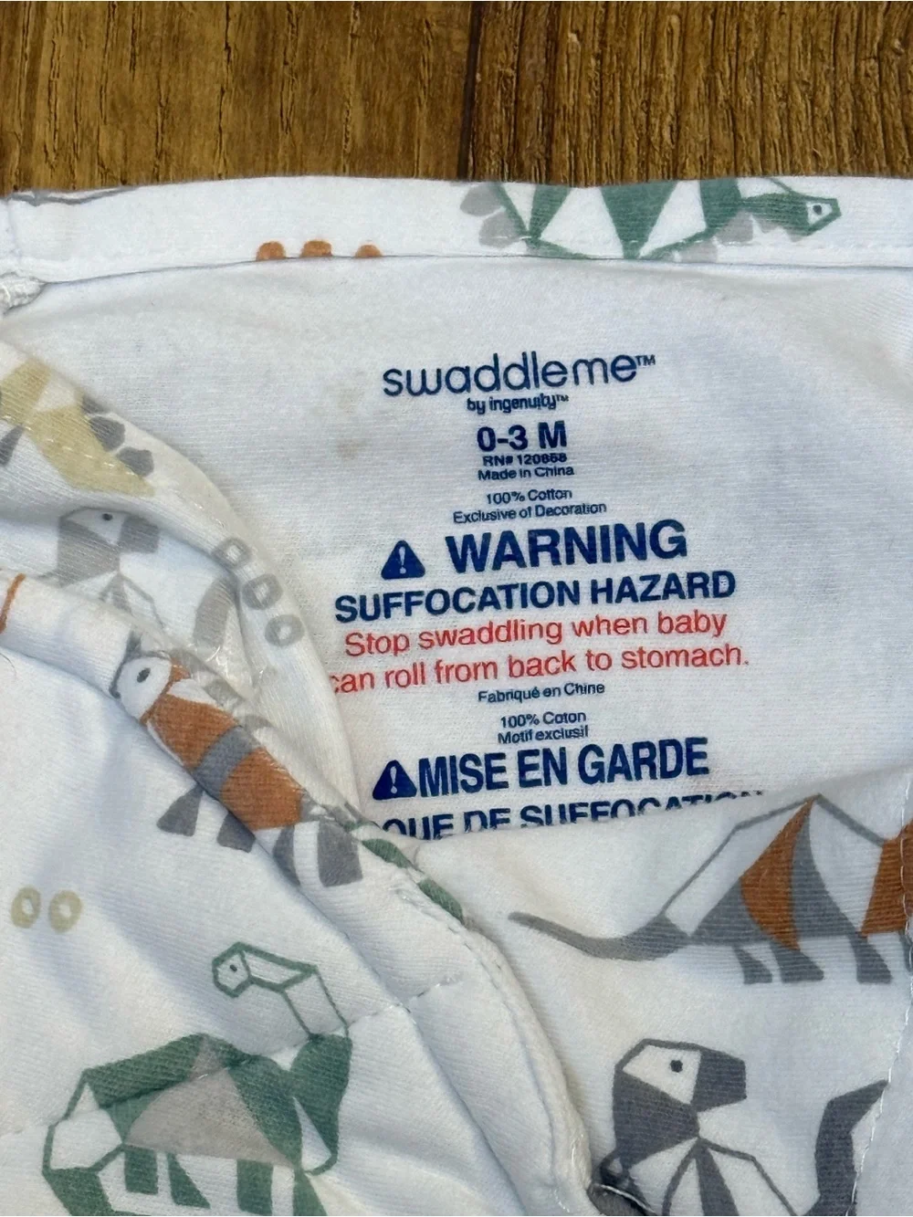 SwaddleMe White Baby Swaddle with Green & Orange Animal Print